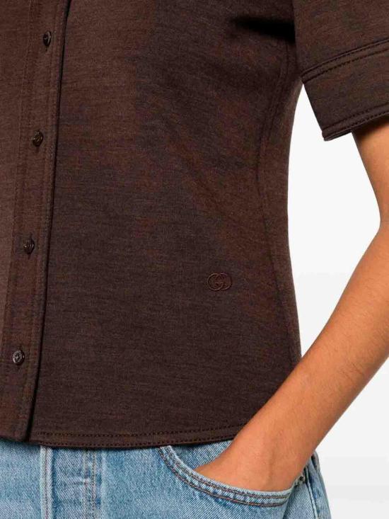 25FW 구찌 울 코튼 저지 셔츠 836442Z7AXV2063 Brown - GUCCI