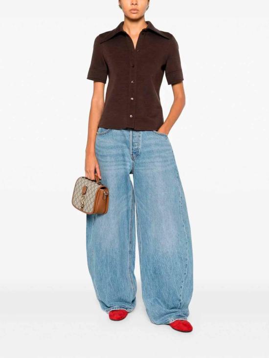 25FW 구찌 울 코튼 저지 셔츠 836442Z7AXV2063 Brown - GUCCI