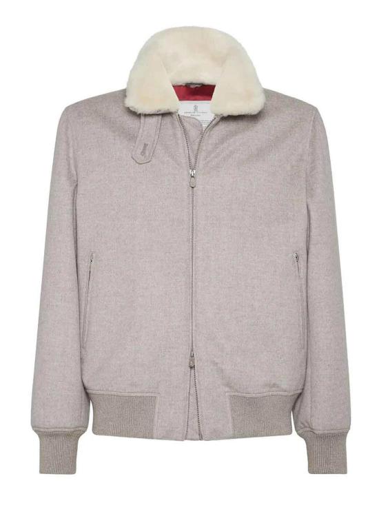 25FW 브루넬로 쿠치넬리 본디드 캐시미어 비버 클로스 봄버 자켓 MM4006889CBR04 Black