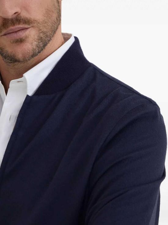 25FW 브루넬로 쿠치넬리 캐시미어 플라넬 봄버 자켓 MV4216550CU926 Blue - BRUNELLO CUCINELLI