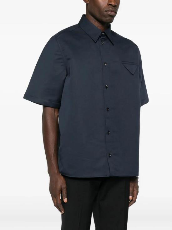 25FW 보테가베네타 반팔 셔츠 844006V5PT04140 Blue - BOTTEGA VENETA