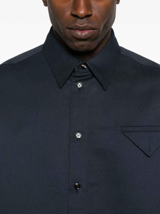 25FW 보테가베네타 반팔 셔츠 844006V5PT04140 Blue - BOTTEGA VENETA