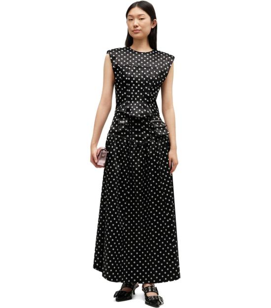 26SS 가니 폴카 도트 새틴 코르셋 탑 A1040078 099 34 Black - GANNI