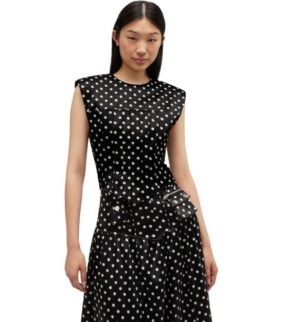 26SS 가니 폴카 도트 새틴 코르셋 탑 A1040078 099 34 Black - GANNI