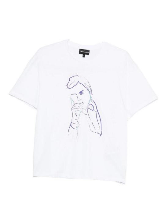 25FW 엠포리오 아르마니 반팔 티셔츠 EW001528AF12597U0002 White