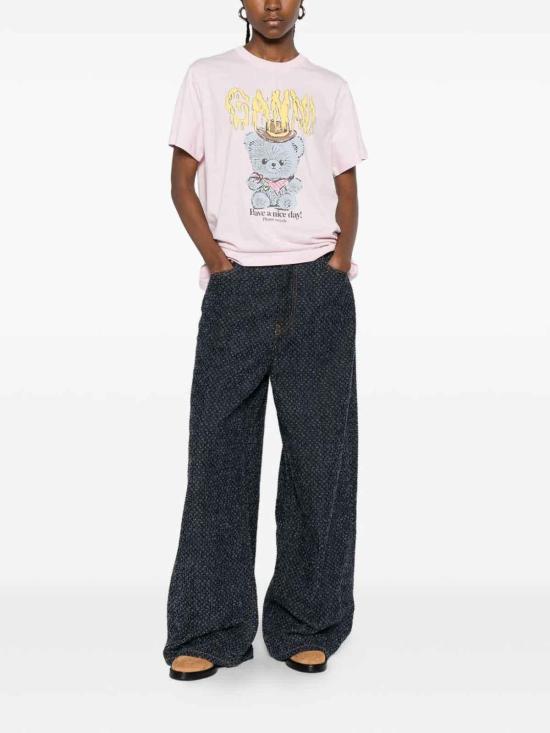 26SS 가니 코튼 저지 카우보이 베어 프린트 티셔츠 A1050074868 Nude Neutrals - GANNI