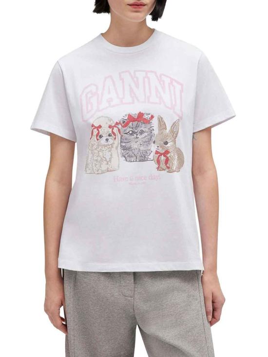 26SS 가니 애니멀 프린트 티셔츠 A1050029151 White - GANNI