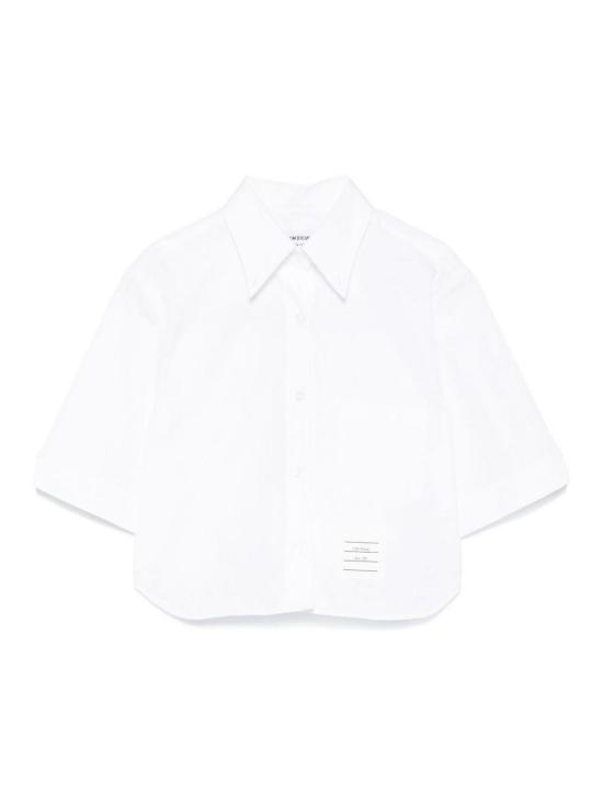 26SS 톰브라운 옥스포드 크롭 숏 슬리브 셔츠 FLL205AF0313100 White