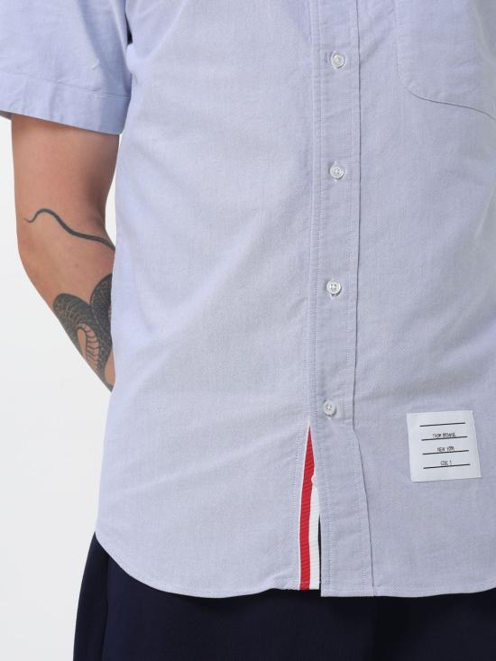 26SS 톰브라운 옥스포드 숏 슬리브 셔츠 MWS239EF0313 480 Gnawed Blue - THOM BROWNE