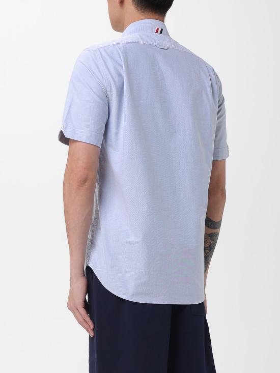 26SS 톰브라운 옥스포드 숏 슬리브 셔츠 MWS239EF0313 480 Gnawed Blue - THOM BROWNE