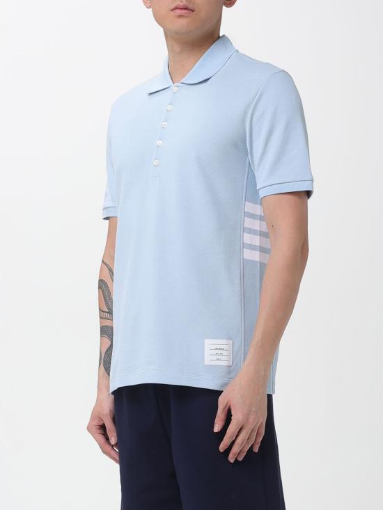 26SS 톰브라운 클래식 피케 4바 숏슬리브 폴로 티셔츠 MJP110P00050 480 Gnawed Blue - THOM BROWNE