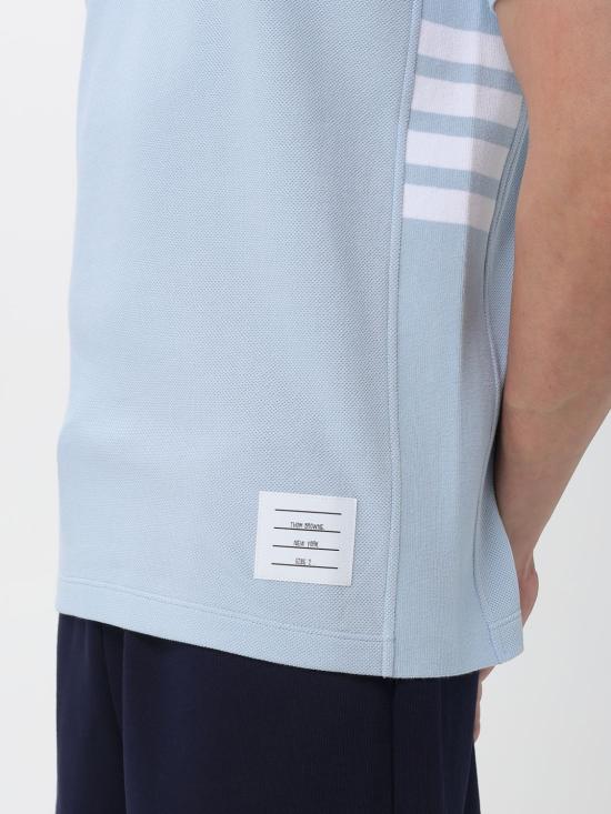 26SS 톰브라운 클래식 피케 4바 숏슬리브 폴로 티셔츠 MJP110P00050 480 Gnawed Blue - THOM BROWNE