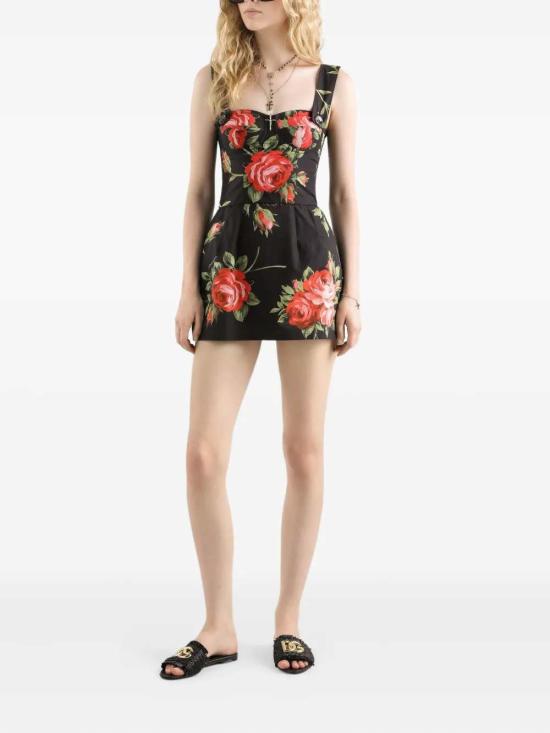 26SS 돌체앤가바나 숏 원피스 F7BB8THS5UT HN5ZN BOUQUET ROSE F NERO - DOLCE & GABBANA