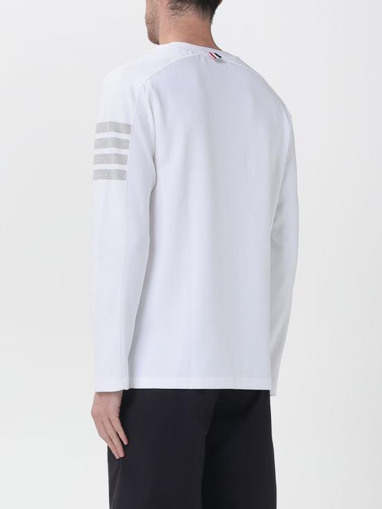 26SS 톰브라운 밀라노 코튼 4바 롱슬리브 티 MJS245A07323 100 White - THOM BROWNE