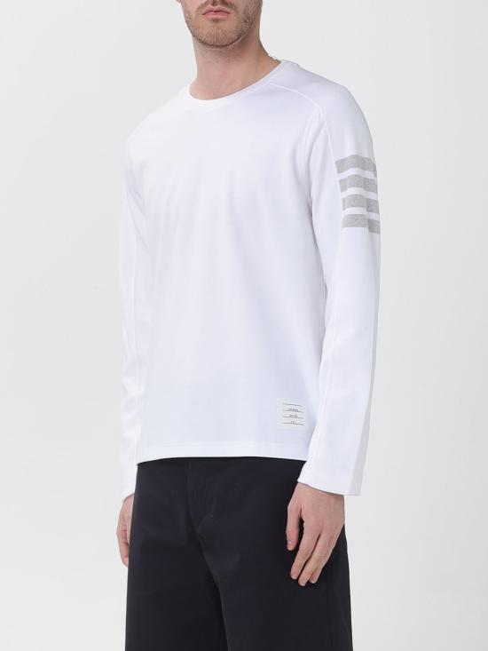 26SS 톰브라운 밀라노 코튼 4바 롱슬리브 티 MJS245A07323 100 White - THOM BROWNE