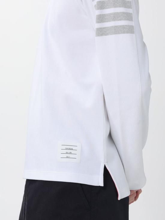 26SS 톰브라운 밀라노 코튼 4바 롱슬리브 티 MJS245A07323 100 White - THOM BROWNE