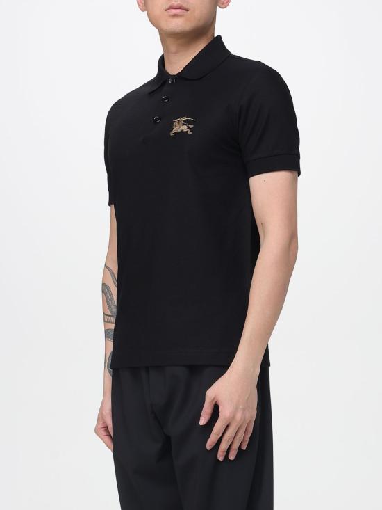 26SS 버버리 메탈릭 EKD 코튼 폴로 셔츠 8119008 Black - BURBERRY