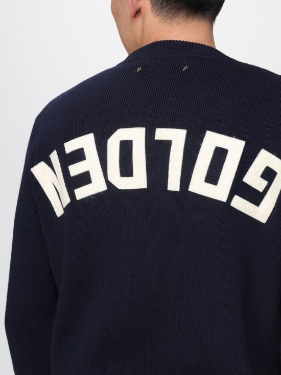 26SS 골든구스 로고 코튼 라운드넥 스웨터 GMP00841P000662 50486 Blue - GOLDEN GOOSE
