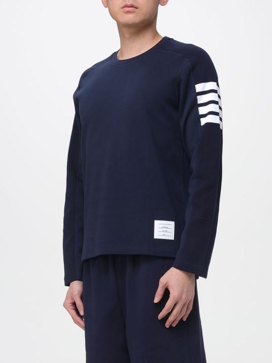 26SS 톰브라운 밀라노 코튼 4바 롱슬리브 티 MJS245A07323 415 Blue - THOM BROWNE