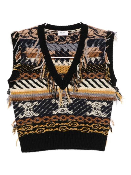 26SS 셀린느 자카드 캐시미어 탑 RY0LU0V65 19BD