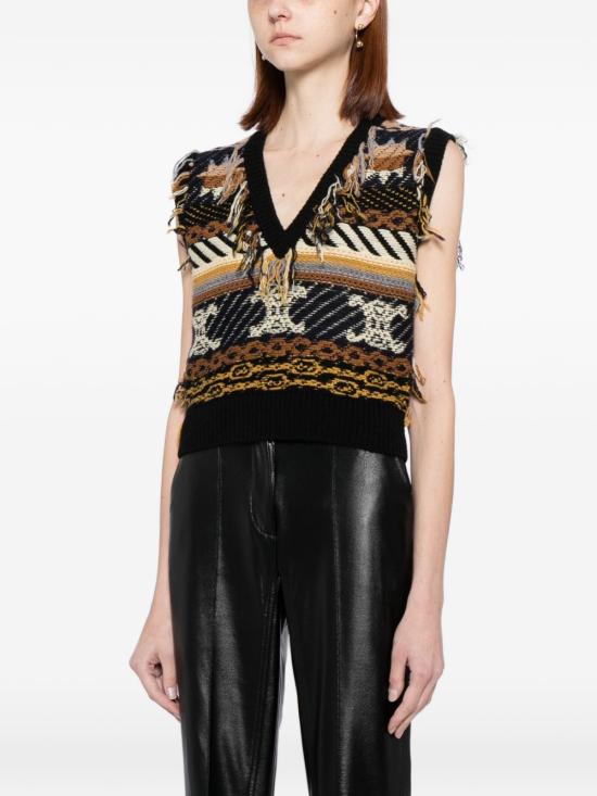 26SS 셀린느 자카드 캐시미어 탑 RY0LU0V65 19BD - CELINE