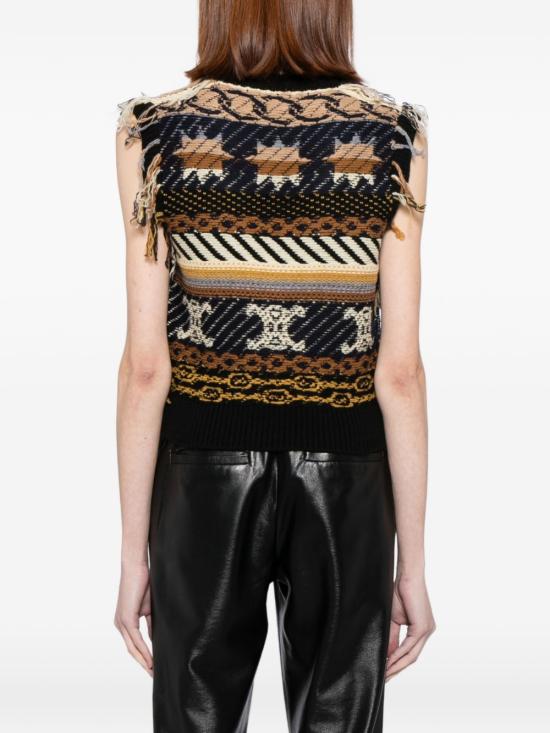 26SS 셀린느 자카드 캐시미어 탑 RY0LU0V65 19BD - CELINE