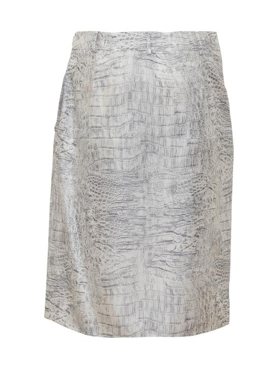 26SS 살바토레 페라가모 미디 스커트 13I043 791405 GRAPHITE MASCARPONE - SALVATORE FERRAGAMO