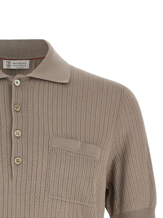 26SS 브루넬로 쿠치넬리 립 니트 폴로 셔츠 M29806205C7946 - BRUNELLO CUCINELLI