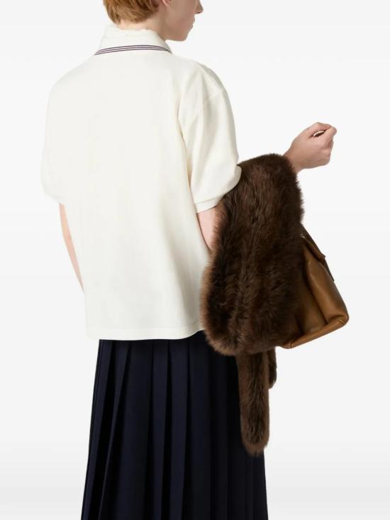 26SS 미우미우 코튼 피케 지퍼 폴로 셔츠 MJNA03 18ZWF0009 White - MIU MIU