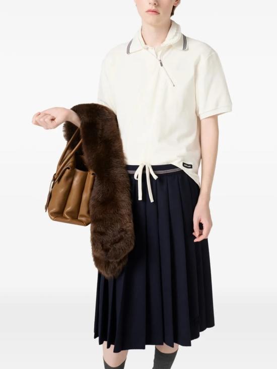 26SS 미우미우 코튼 피케 지퍼 폴로 셔츠 MJNA03 18ZWF0009 White - MIU MIU