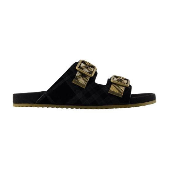 26SS 버버리 체크 스웨이드 얼친 샌들 8118890 A1189 black