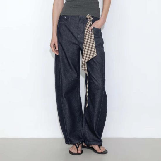  Cubic 데님 팬츠 큐빅 패널 디자인의 루즈핏 와이드 레그 테이퍼드 진 - OTHER BRANDS