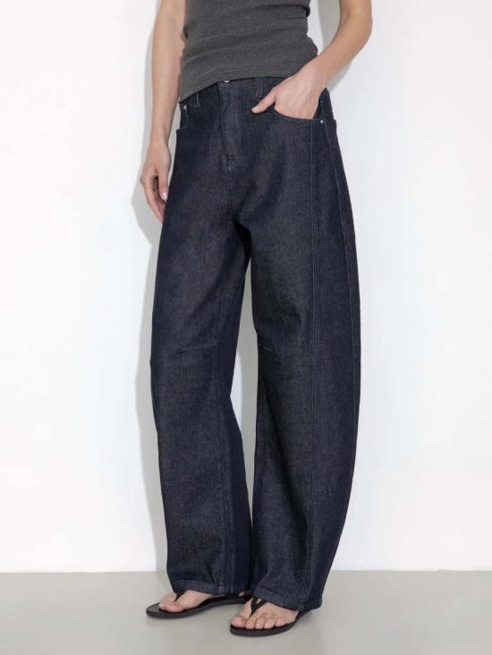 Cubic 데님 팬츠 큐빅 패널 디자인의 루즈핏 와이드 레그 테이퍼드 진 - OTHER BRANDS