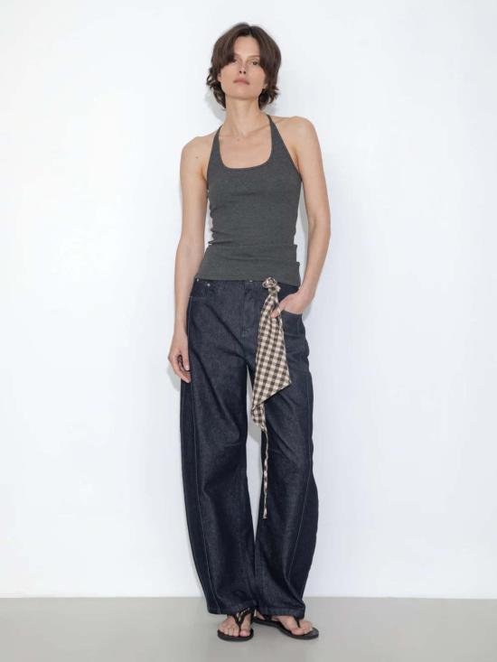  Cubic 데님 팬츠 큐빅 패널 디자인의 루즈핏 와이드 레그 테이퍼드 진 - OTHER BRANDS