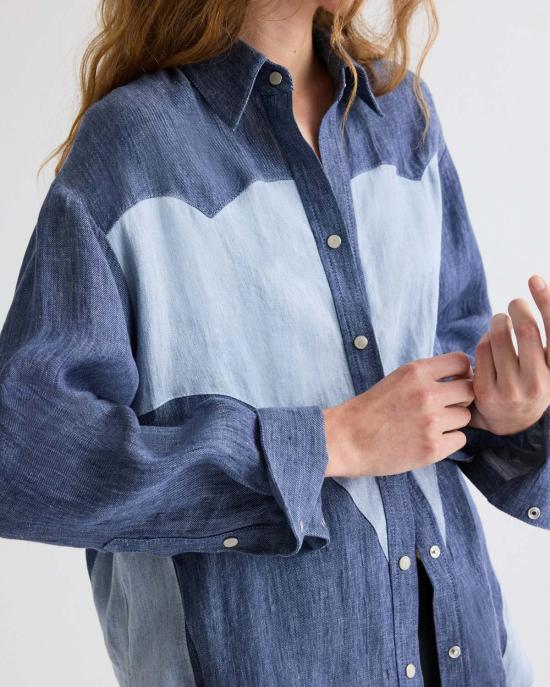  티더블유피 셔츠 타운십 오스틴 셔츠 미디엄 인디고/라이트 인디고 - TWP