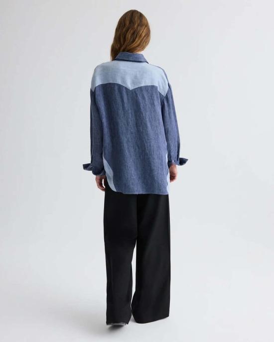  티더블유피 셔츠 타운십 오스틴 셔츠 미디엄 인디고/라이트 인디고 - TWP