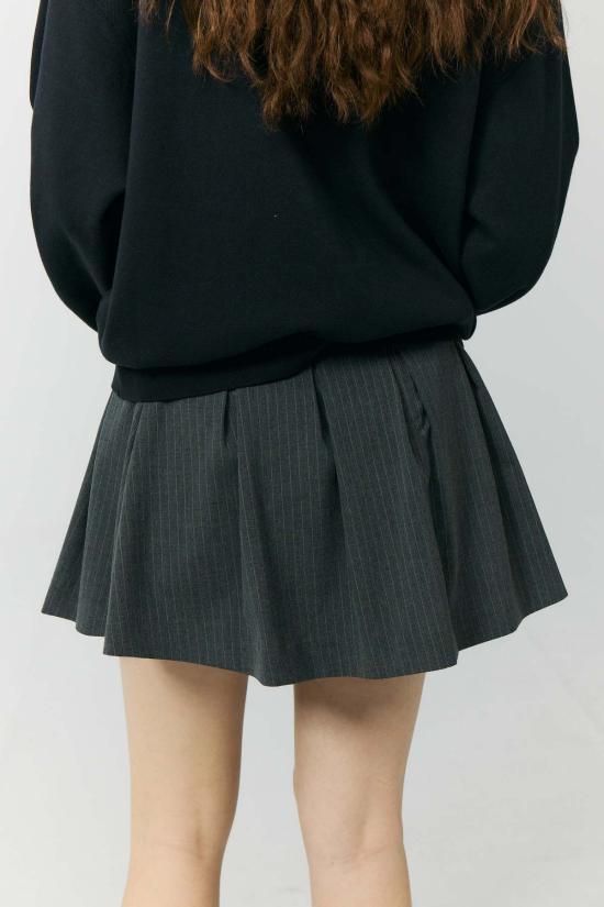  던스트 숏 스커트 미니 플리츠 스커트 그레이 스트라이프 - DUNST