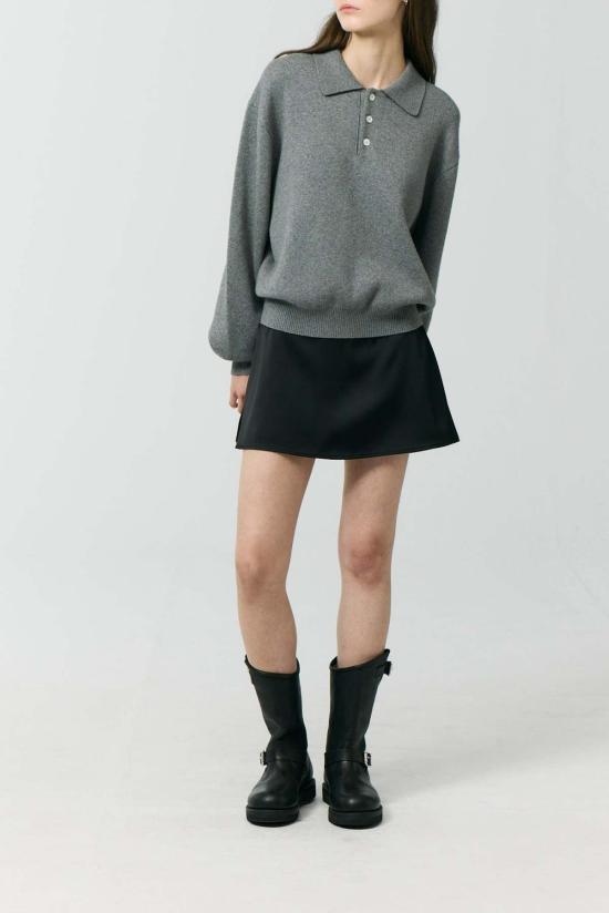  던스트 숏 스커트 새틴 미니 스커트 블랙 - DUNST