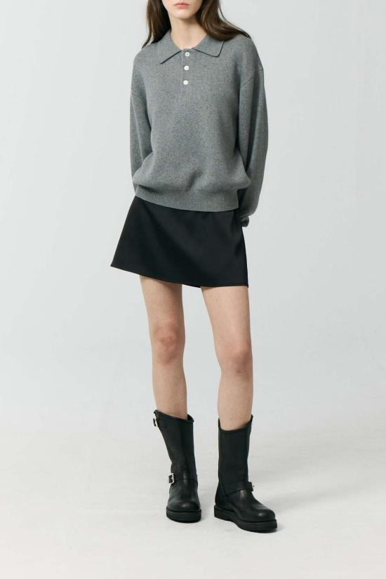  던스트 숏 스커트 새틴 미니 스커트 블랙 - DUNST