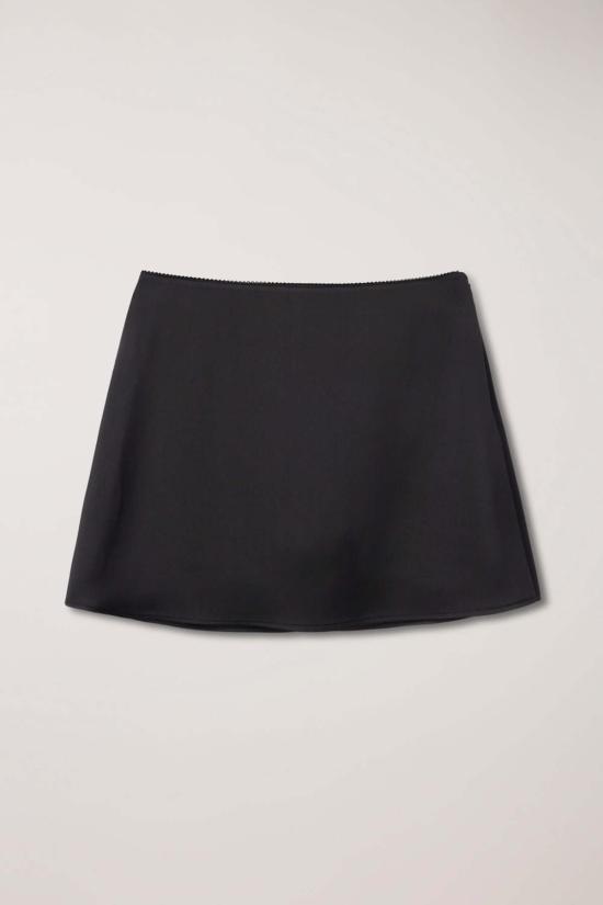  던스트 숏 스커트 새틴 미니 스커트 블랙 - DUNST