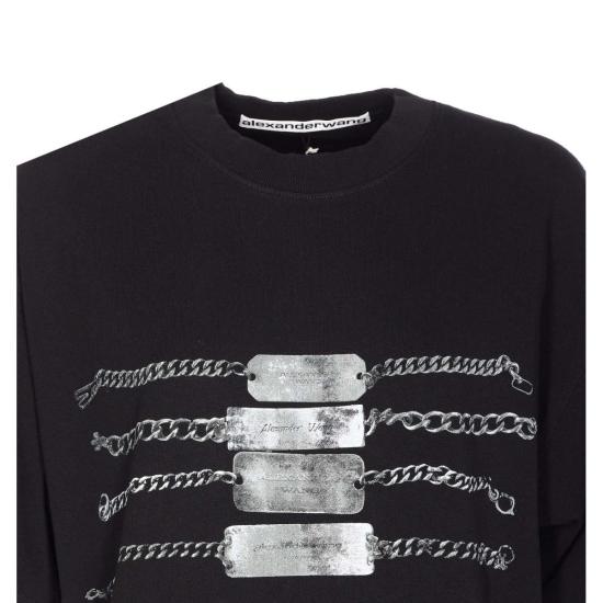  알렉산더 왕 반팔 티셔츠 체인 그래픽  블랙 - ALEXANDER WANG