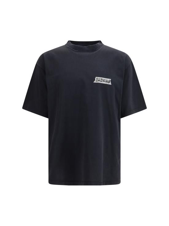 26SS 발렌시아가 반팔 티셔츠 764235TTVL6 1041 BLACK