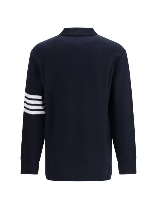 26SS 톰브라운 텍스쳐드 피케 4바 롱슬리브 폴로셔츠 MJP234AJ0248 415 BLUE - THOM BROWNE