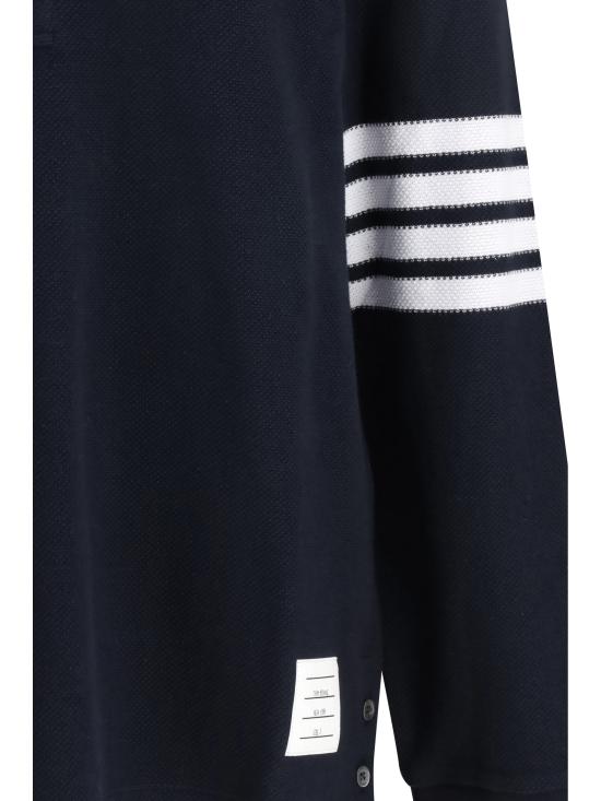 26SS 톰브라운 텍스쳐드 피케 4바 롱슬리브 폴로셔츠 MJP234AJ0248 415 BLUE - THOM BROWNE