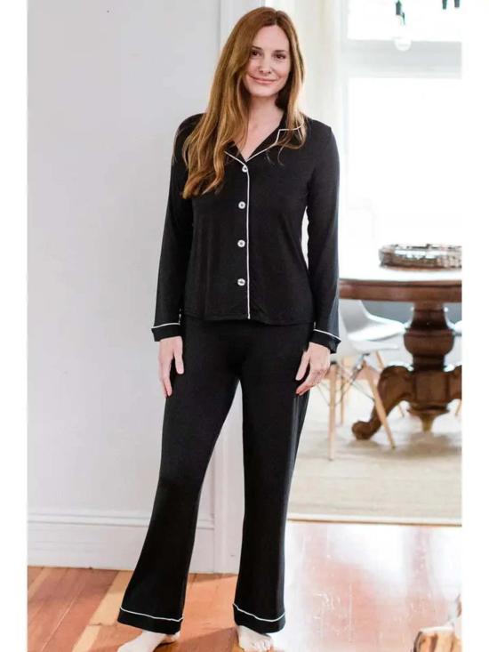  YALA 라운지 웨어 얄라 앰버 클래식 버튼 프론트 대나무 파자마 세트