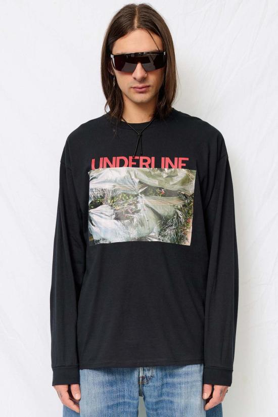  Underline 긴팔 티셔츠 언더라인 긴팔 셔츠 블랙