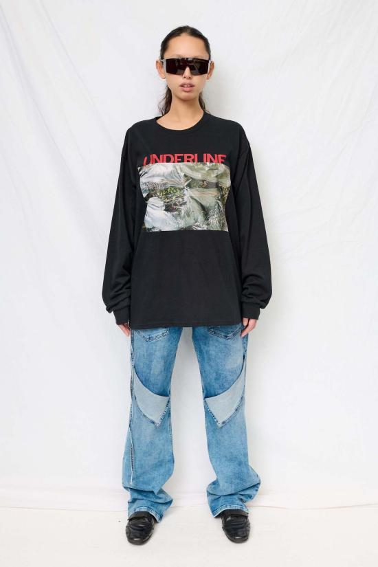  Underline 긴팔 티셔츠 언더라인 긴팔 셔츠 블랙 - OTHER BRANDS