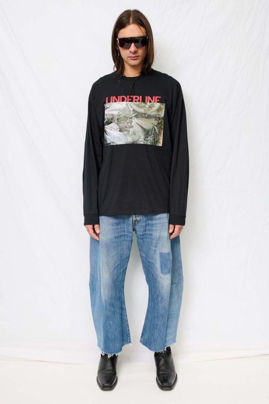  Underline 긴팔 티셔츠 언더라인 긴팔 셔츠 블랙 - OTHER BRANDS