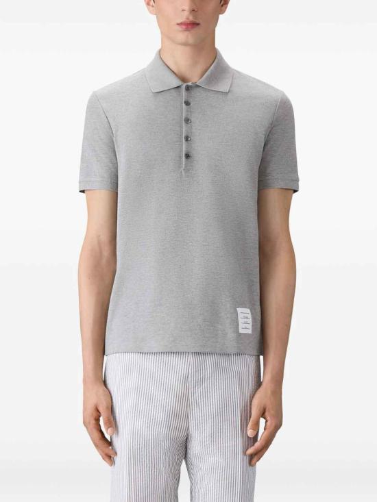 26SS 톰브라운 클래식 피케 4바 숏슬리브 폴로 티셔츠 MJP110P00050055 Light Grey - THOM BROWNE