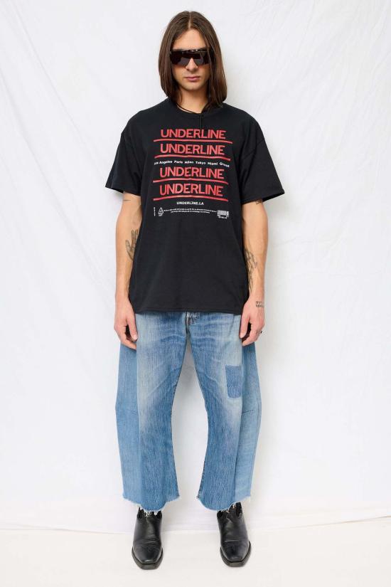  Underline 반팔 티셔츠 언더라인 티셔츠 블랙 - OTHER BRANDS